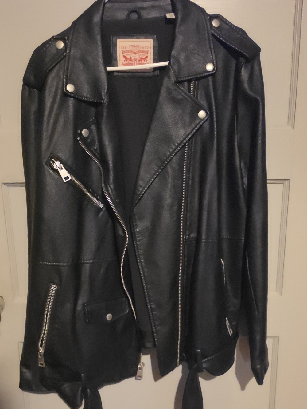 Levi's Black Faux Leather Moto Jacket with Silver Hardware-NWOT
